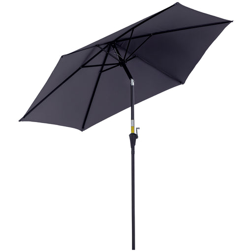 Outsunny - 8.5FT Patio Umbrella, Round Garden Parasol with 6 Ribs, Market Sunshade Tilt Canopy w/ Crank Handle for Outdoor, Grey