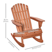 Outsunny - Wooden Adirondack Rocking Muskoka Chair with Slatted Wooden Design, Fanned Back and Classic Rustic Style, Teak