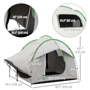 Outsunny - 2000mm Waterproof SUV Tent, Car Tent with 3 Doors and Mesh Window, for 5-6 Person Camping Travel, Grey and Green