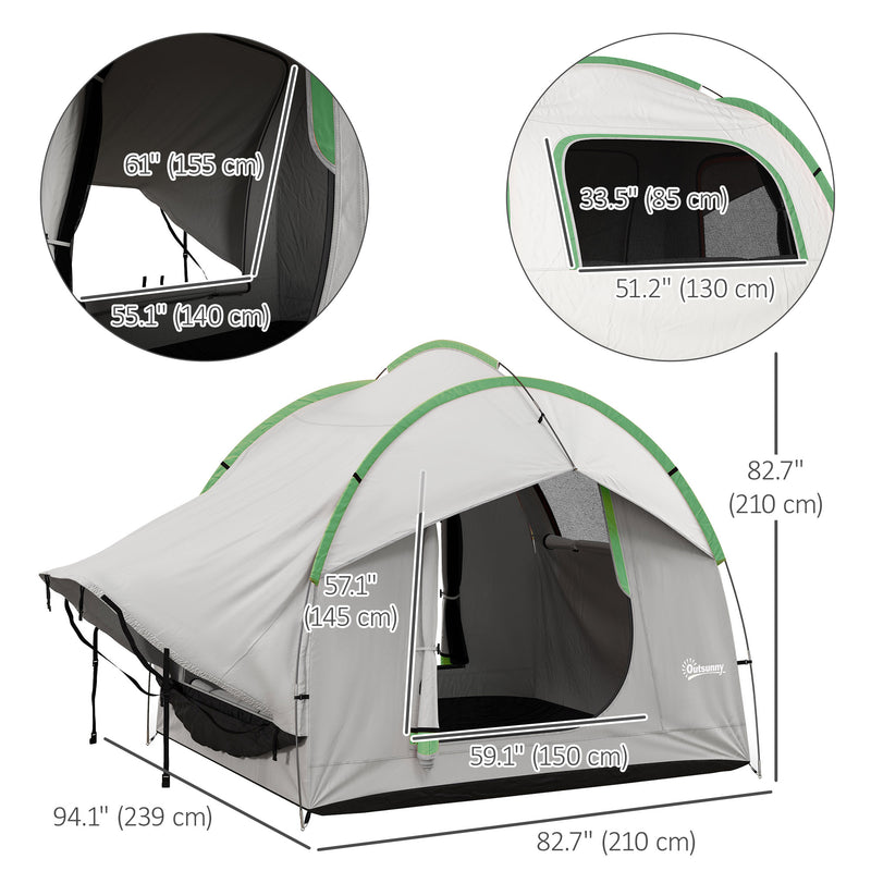 Outsunny - 2000mm Waterproof SUV Tent, Car Tent with 3 Doors and Mesh Window, for 5-6 Person Camping Travel, Grey and Green