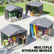 8' x 6' PP Garden Storage Shed with Latch Door, Vents, Window, Sloped Roof, Dark Grey