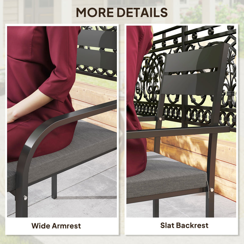 Outsunny - 2 Piece Outdoor Dining Chairs with Aluminum Frame, Soft Cushion, for Deck, Garden, Balcony, Poolside, Grey