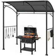 Outsunny - 7' x 5' Garden Grill Canopy, BBQ Grill Gazebo Tent with Steel Frame and Hooks, Outdoor Sun Shade, Charcoal Grey