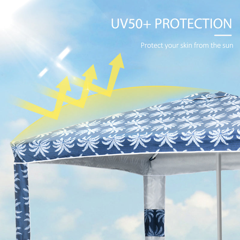 Outsunny - Beach Umbrella, 6.5' Easy-Assembly Sun-Shade Shelter with Sandbags and Carry Bag, Cool UV50+, Dark Blue — 84D-220V00DB