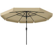 Outsunny - 10 ft Patio Umbrella with Push Button Tilt and Crank, Outdoor Market Table Umbrella Parasol, Khaki