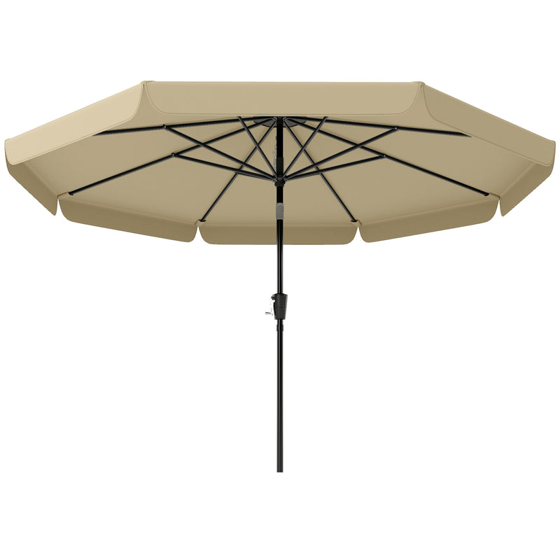 Outsunny - 10 ft Patio Umbrella with Push Button Tilt and Crank, Outdoor Market Table Umbrella Parasol, Khaki