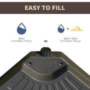 4-Piece Cantilever Offset Patio Umbrella Circular Base Stand w/Carry Handles, Water & Sand Filled