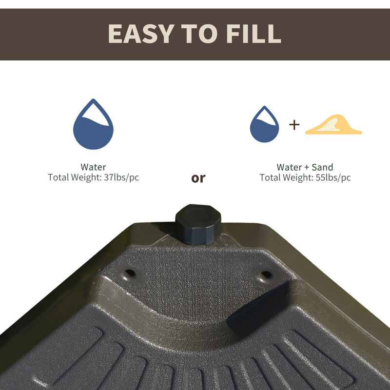 4-Piece Cantilever Offset Patio Umbrella Circular Base Stand w/Carry Handles, Water & Sand Filled