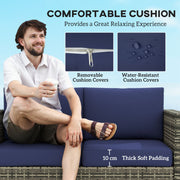 Outsunny - Wicker Outdoor Sofa, All Weather Patio Couch Loveseat with Cushions for Balcony, Deck, Garden, Poolside, Dark Blue