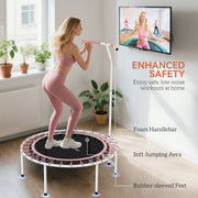 Soozier 40" Rebounder Trampoline ,Mini Trampoline Indoor with Adjustable Handle, Quiet and Safe Bungee Rebounder, Pink