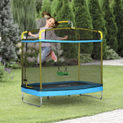 Qaba 6.9FT Kids Trampoline with Safety Net, Gymnastics Bar, Swing, Toddler Trampoline for 3-6 Years Old Outdoor
