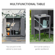 Garden Storage Shed Asphalt Roof Wooden Timber Double Door Utility Storage House with Shelf, Green and Grey