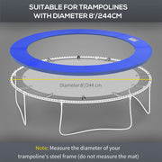 Aosom ⌀8ft Trampoline Pad ⌀96" Spring Safety Replacement Gym Bounce Jump Cover EPE Foam, No Holes for Pole, Blue