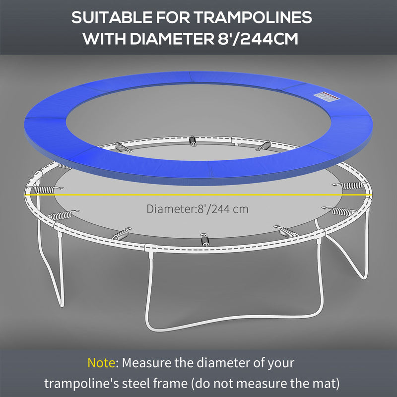 Aosom ⌀8ft Trampoline Pad ⌀96" Spring Safety Replacement Gym Bounce Jump Cover EPE Foam, No Holes for Pole, Blue