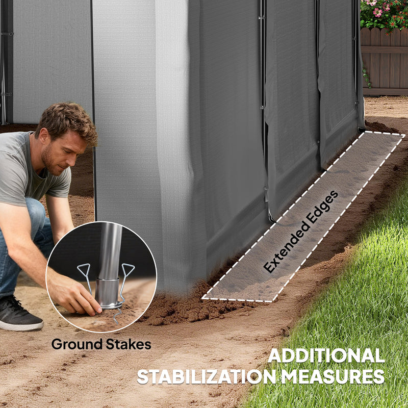 20' x 10' Portable Shed, Outdoor Storage Shed Tent with Roll-up Zipper Door and Removable Sidewalls, Light Grey