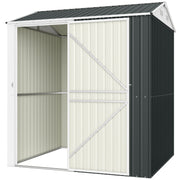 7' x 6' Tall Outdoor Storage Shed, Waterproof Metal Garden Shed with Gloves, Lockable Door, Dark Grey