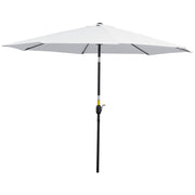 Outsunny - 10' x 8' Round Market Umbrella, Patio Umbrella with Crank Handle and Tilt, Outdoor Parasol for Garden, White