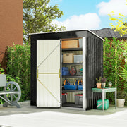 5 x 3 ft Outdoor Storage Shed, Lean-to Metal Garden Shed with Lockable Door and Vents, Dark Grey