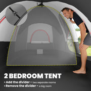 Outsunny - Camping Tent for 6 Man with 2000mm Waterproof Rainfly and Carry Bag for Fishing Hiking Festival, Dark Grey
