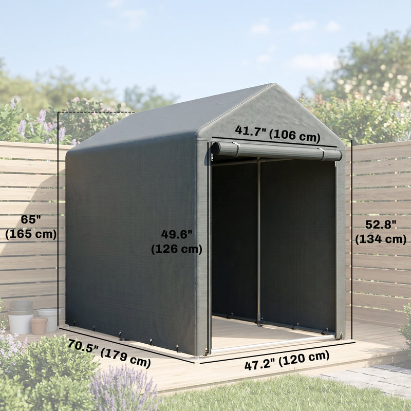 4 x 6ft Outdoor Storage Shed Tent, Portable Shed with Roll-up Door for Motorcycle, Bike, Garden Tools