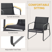 Outsunny - 4 Piece Patio Furniture Set, Outdoor Conversation Set with Loveseat Sofa, Armchairs, Glass Top Coffee Table, Black