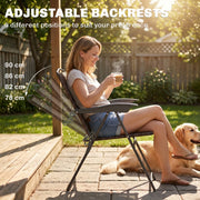 Outsunny - Folding Outdoor Bistro Set, Patio Table and Chairs with Reclining Backrest and Round Dining Table, Brown