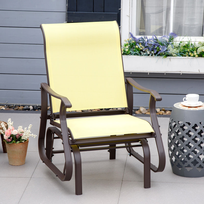 Outsunny - Outdoor Glider Chair, Patio Glider with Steel Frame and Mesh Fabric, Outdoor Chair for Backyard, Garden, Porch, Beige
