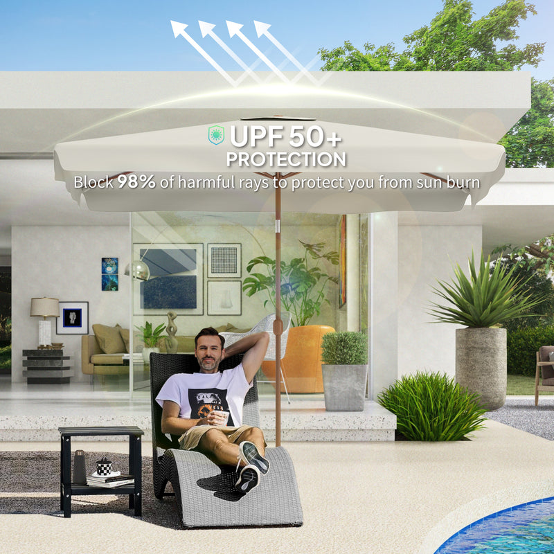 Patio Umbrella 118.1" x 78.7" Outdoor Parasol UV50+ Protection in White