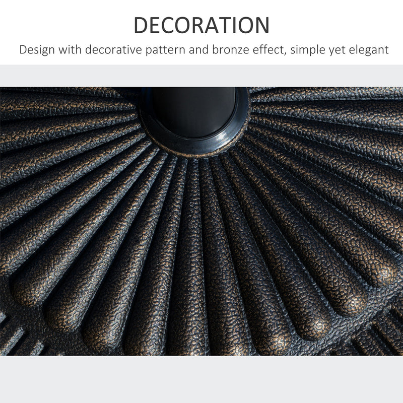 Outsunny - Round Umbrella Base Φ19.1", 31.5 lbs Resin Stand with Decorative Design for Poles 1.5"/1.9", Bronze — 84D-191