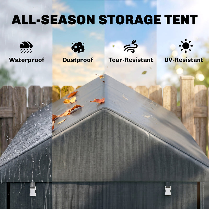 4 x 6ft Outdoor Storage Shed Tent, Portable Shed with Roll-up Door for Motorcycle, Bike, Garden Tools