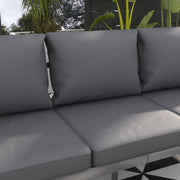 Outsunny - Aluminum Garden Sofa, 3-Person Outdoor Couch, Backyard Furniture for 3-person with Cushions, 72.8" x 26" x 25.2", Grey