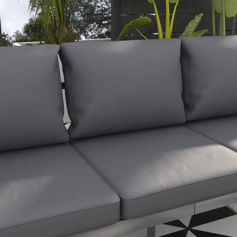 Outsunny - Aluminum Garden Sofa, 3-Person Outdoor Couch, Backyard Furniture for 3-person with Cushions, 72.8" x 26" x 25.2", Grey