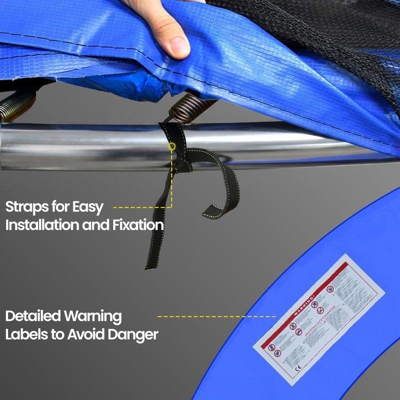 Soozier Trampoline Pad, 14FT Replacement Trampoline Safety Pad Mat Spring Cover, Water-Resistant, UV-Resistant, Tear-Resistant, No Holes for Pole, Blue