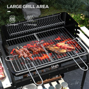 Outsunny - Charcoal Barbecue Grill with Adjustable Grill Height, Portable BBQ Trolley with Ash Catcher and Wheels, Black