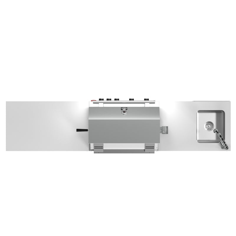 FORNO Bulnes 30-Inch BBQ, 60,000 BTU, 3 Burners with Sear & Rotisserie Infrared Burners, Stainless Steel Outdoor Kitchen with 1.8 cu.ft. Beverage Center & White Sintered Stone Countertops