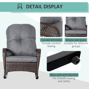 Outsunny - Rattan Rocking Chair, Outdoor Wicker Patio Rocker Chair Furniture with Thick Cushions, for Garden Backyard Porch, Grey