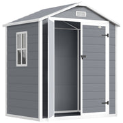 6x4.5FT Plastic Shed, Lockable Garden Tool Storage House with Double Doors and Vent, Grey