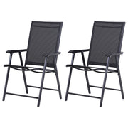 Outsunny - 2-Piece Folding Dining Chair Set for Relaxing on Patio, Balcony, or Garden, Comfortable Outdoor Furniture with Armrests, Black