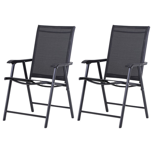 Outsunny - 2-Piece Folding Dining Chair Set for Relaxing on Patio, Balcony, or Garden, Comfortable Outdoor Furniture with Armrests, Black