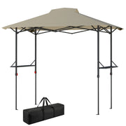Outsunny - 5 x 8.5 ft Pop Up Grill Gazebo with 2 Shelves, UPF 50+ Outdoor Instant Canopy Portable Shelter with Carry Bag, Khaki