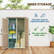 30" x 20" x 47" Wooden Garden Shed, Outdoor Storage Shed with Waterproof Asphalt Roof, Shelves, Natural