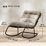 Outsunny - Outdoor Rocking Chair, Oversized Rocking Patio Chair with 25" Extra Wide Mesh Seat and Cushion, Khaki