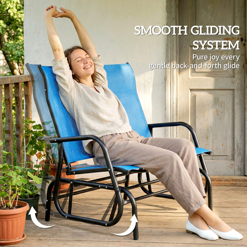Outsunny - Outdoor Glider Bench, Patio Glider for 2 Persons, Blue