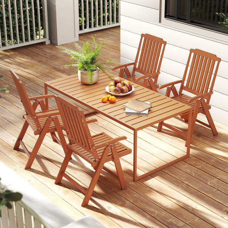 Costway - Foldable Patio Chair All-Weather HDPE Outdoor Dining Chair with Armrest-Brown
