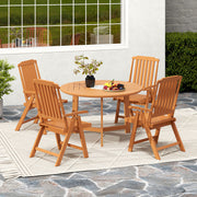 Costway - Foldable Patio Chair All-Weather HDPE Outdoor Dining Chair with Armrest-Brown