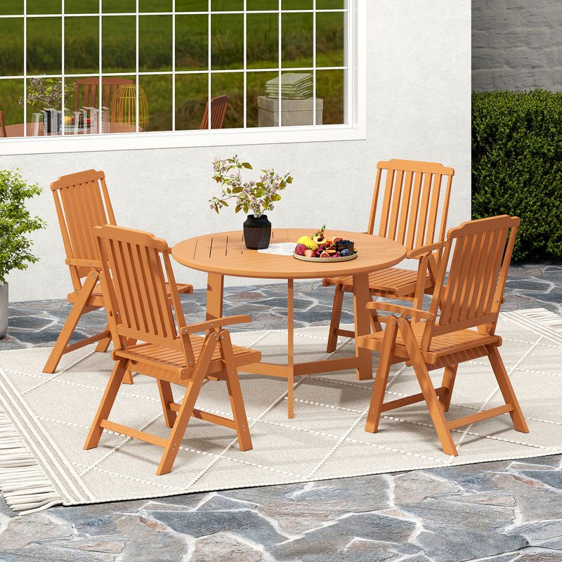 Costway - Foldable Patio Chair All-Weather HDPE Outdoor Dining Chair with Armrest-Brown