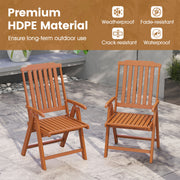 Costway - Foldable Patio Chair All-Weather HDPE Outdoor Dining Chair with Armrest-Brown