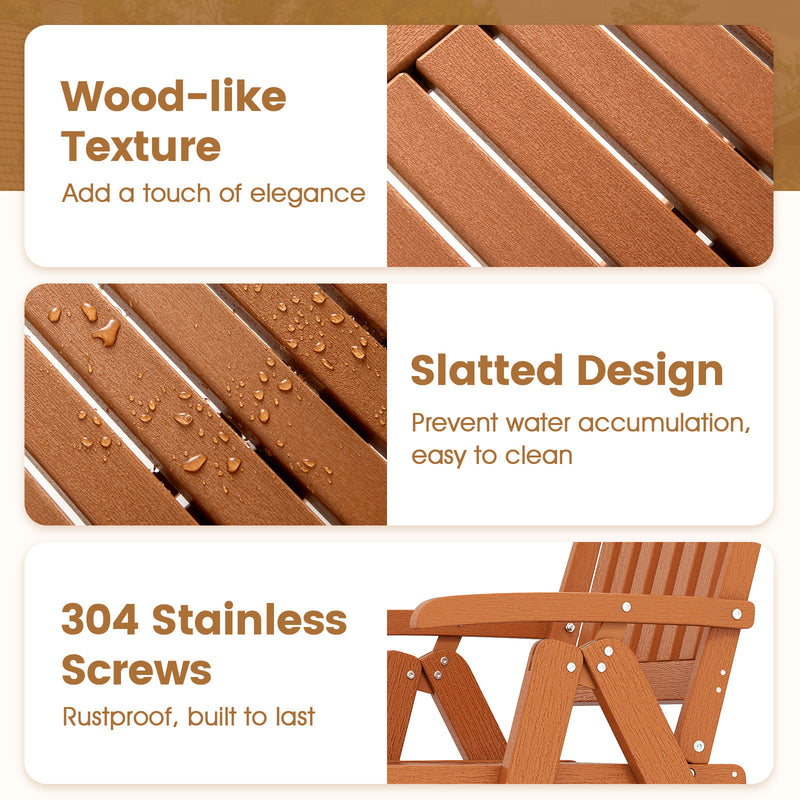 Costway - Foldable Patio Chair All-Weather HDPE Outdoor Dining Chair with Armrest-Brown