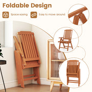 Costway - Foldable Patio Chair All-Weather HDPE Outdoor Dining Chair with Armrest-Brown