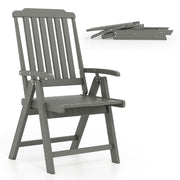 Costway - Foldable Patio Chair All-Weather HDPE Outdoor Dining Chair with Armrest-Gray